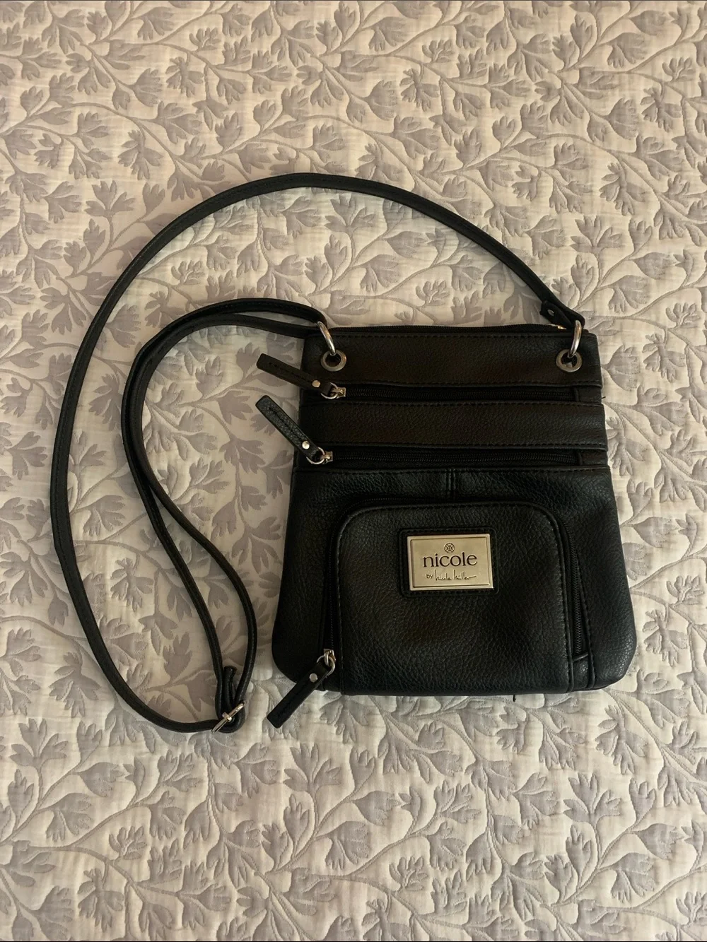 Nicole by Nicole Miller Black Pebbled Leather Crossbody
